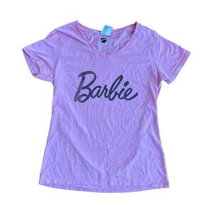 Mattel Barbie V Neck Pink T Shirt Top Size S